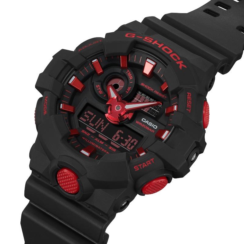 Casio Мужские часы G-SHOCK на смоляном ремешке, водостойкость 200 м, аналоговые, ударопрочные, кварцевые, GA-700BNR-1A