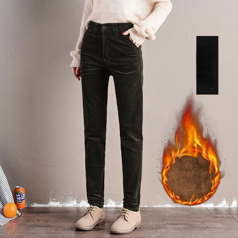 Осень-зима, новые вельветовые брюки для отдыха, теплые тонкие винтажные брюки с высокой талией, женские брюки, вельветовые толстые бархатные брюки, женские брюки-карандаш