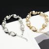 Women Faux Pearl Rhinestone Inlaid Charm Bracelet Bangle Adjustable Jewelry Gift