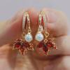 Red Zircon Maple Leaf Drop Earrings for Women 2023 New Fashion Wedding Engagement Party Jewelry Accessories