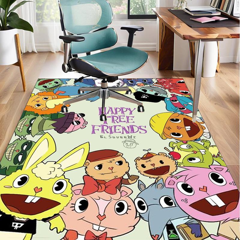 Happy Tree Friends Anniversary Office Rug Chair Mat, Game Carpet, Suitable for Front Door, Bedroom, Living Room, Desk, Holiday Gift