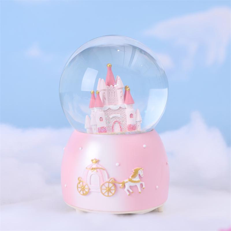 Pink Heart Castle Music Box Lantern - Snow Princess Dream Castle Birthday Gift