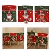 Christmas Santa and Snowman 3D Chair Covers for Holiday Home Decoration Soft Fabric Easy Installs Chair Back Covers 1PC