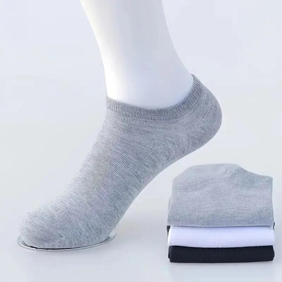 20 Pairs Men's Boat Socks Business Sport Sweat Absorption Mature Summer Autumn Solid Color Non Pilling Versatile Ankle Socks