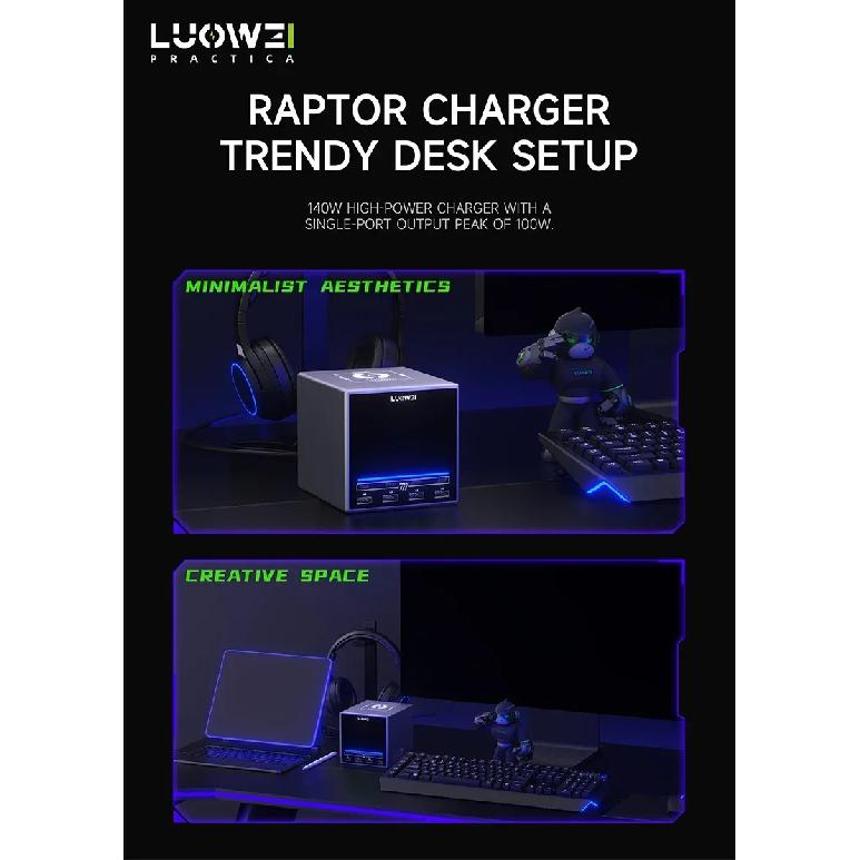 Luowei LW-U1 140 Вт Зарядная станция Raptor для настольного компьютера 15 Вт Беспроводная быстрая зарядка для телефона, часов, ПК Многопортовый USB-зарядчик