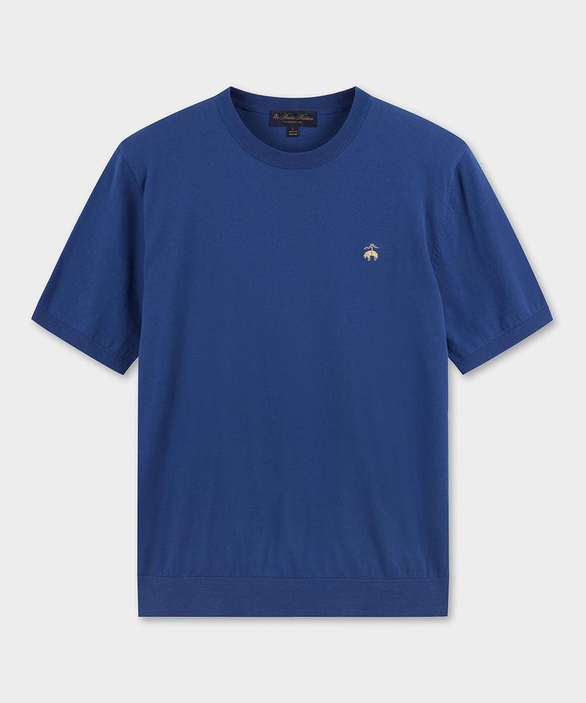 BROOKS BROTHERS Cotton Crew Neck Short Sleeve Sweater (Blue) (Bbwrmb201Amfm)