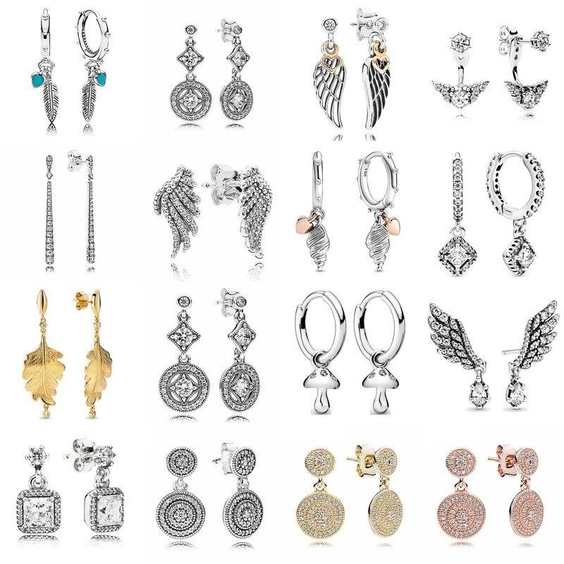 Подлинные серьги-подвески из стерлингового серебра 925 пробы с духовными перьями для женщин, свадебный подарок, модные ювелирные изделия