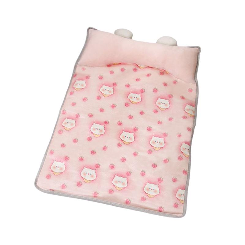 Lovely Pattern Pet Cooling Mat For Small Dog Cats Soft Ice Silk Fabric Bedding Machine Washable Nonslip Design Pet Bed
