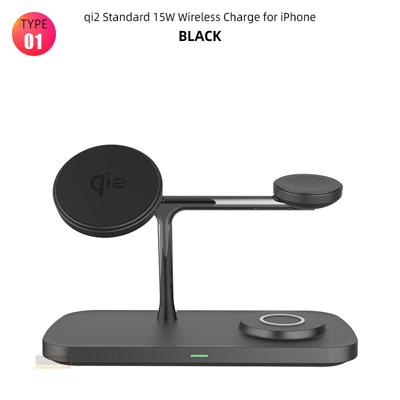 Беспроводная зарядная станция QI2 3 в 1, беспроводная зарядная подставка, док-станция для часов и телефона, зарядная станция для Samsung iPhone Watch 8/7/S
