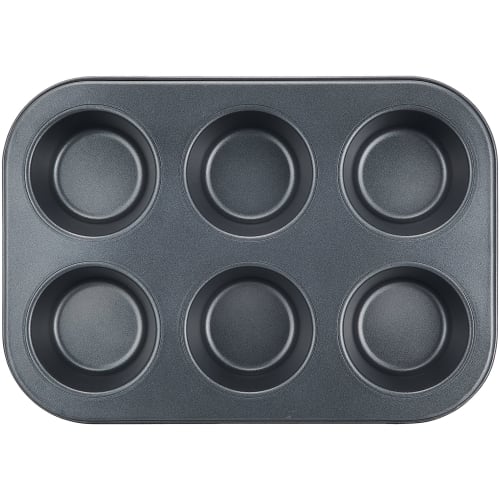 PEARL METAL Bakemaid Silicone Muffin Pan, 6 Cavities, with Silicone Cups, D-6588