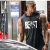 Men's Bodybuilding Fitness Sports Vest Hooded Sleeveless T-shirt Five-star Stitching Loose Large Size