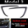 For Tesla Model 3 Y 2017 2018 2019-2025 Glossy Black/Carbon Look Car Front Bumper Fog Light Frame Spoiler Decoration Body Kit