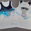 Kids' Timberwolves #5 Edwards City Edition White Basketball Jersey