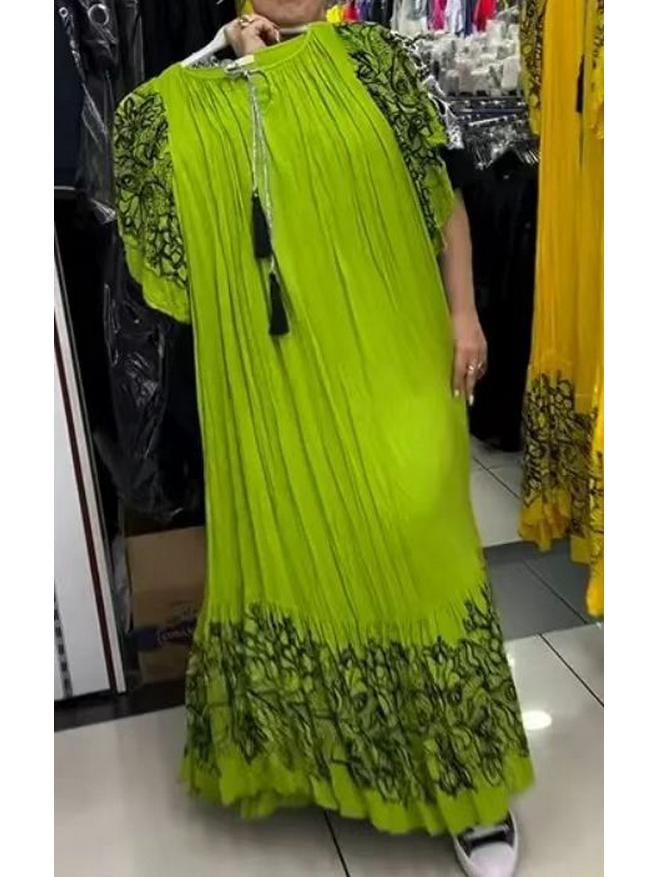 Летнее свободное платье с принтом 2025