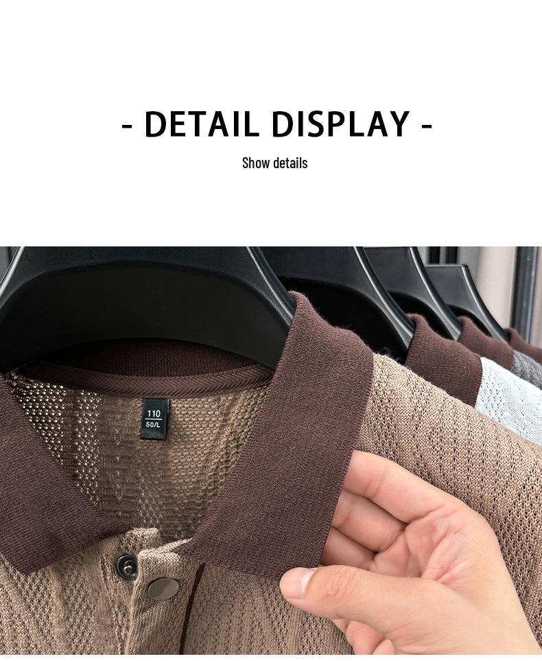 Мужской летний вязаный свитер с коротким рукавом в корейском стиле с жаккардовой вышивкой, 2025