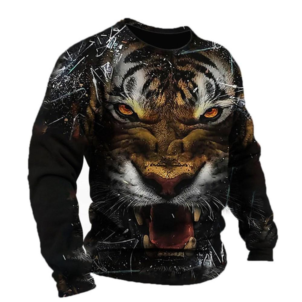 Retro Men's Long Sleeve T-shirt Animal Print Shirt Animal Pattern Clothing Street Apparel Sleeve