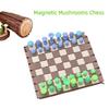 Magnetic Travel Chess Set Forest Mushroom Theme Handcrafted Wooden Board Roll-Up Design 3D Pieces Nature Lovers Camping Game