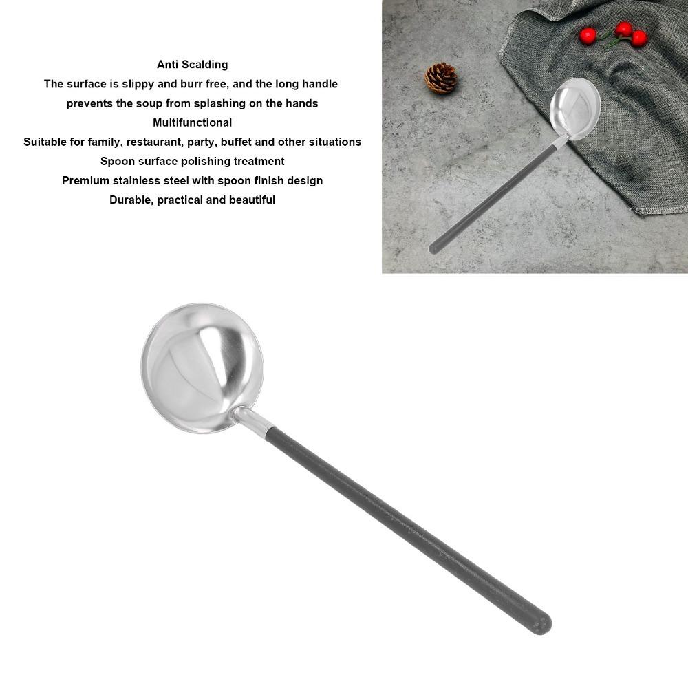 Long Handle Hot Pot Ladle Rustless Steel Soup Ladle Practical Food Ladle Restaurant Use