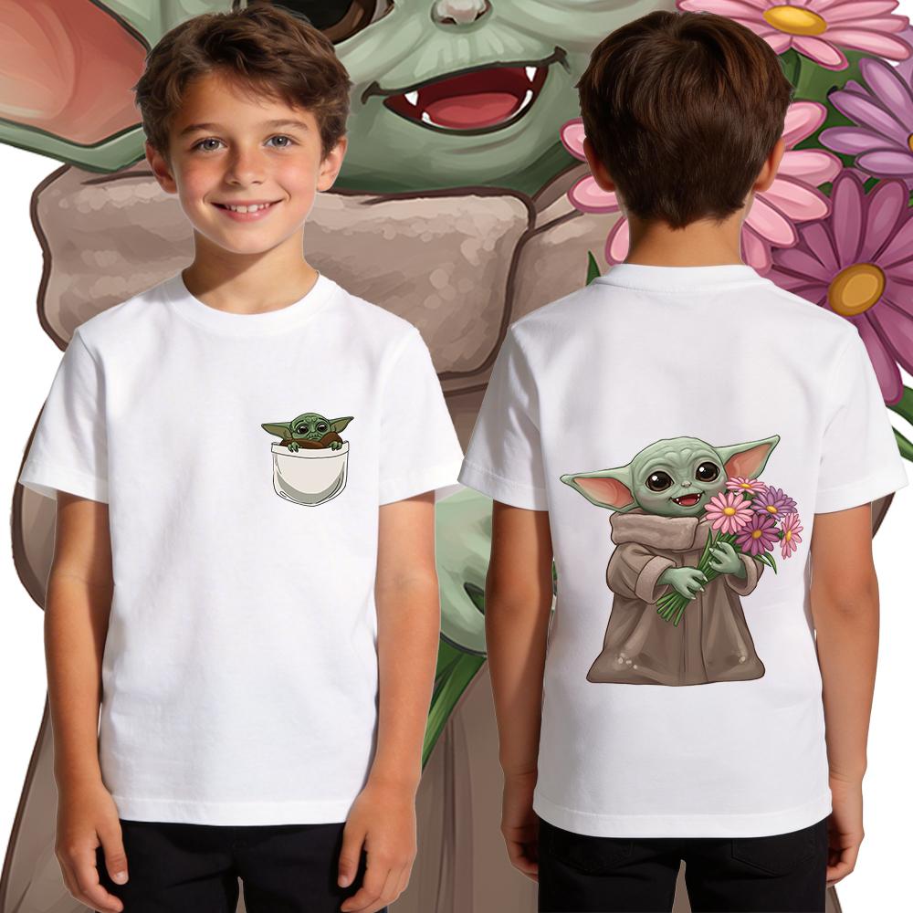 Kids Boys Yoda Graphic T Shirt Cotton Casual Soft Breathable Star Wars Child Clothing Summer Top Toddler Tee