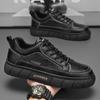 Men's Trendy Black Leather Spring Sneakers: Breathable, Waterproof, Non-slip Casual Shoes