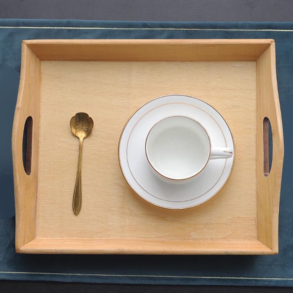 Dinner Tray Multifunctional Large Wooden Serving Tray with Handle for Breakfast Fruit Food Coffee