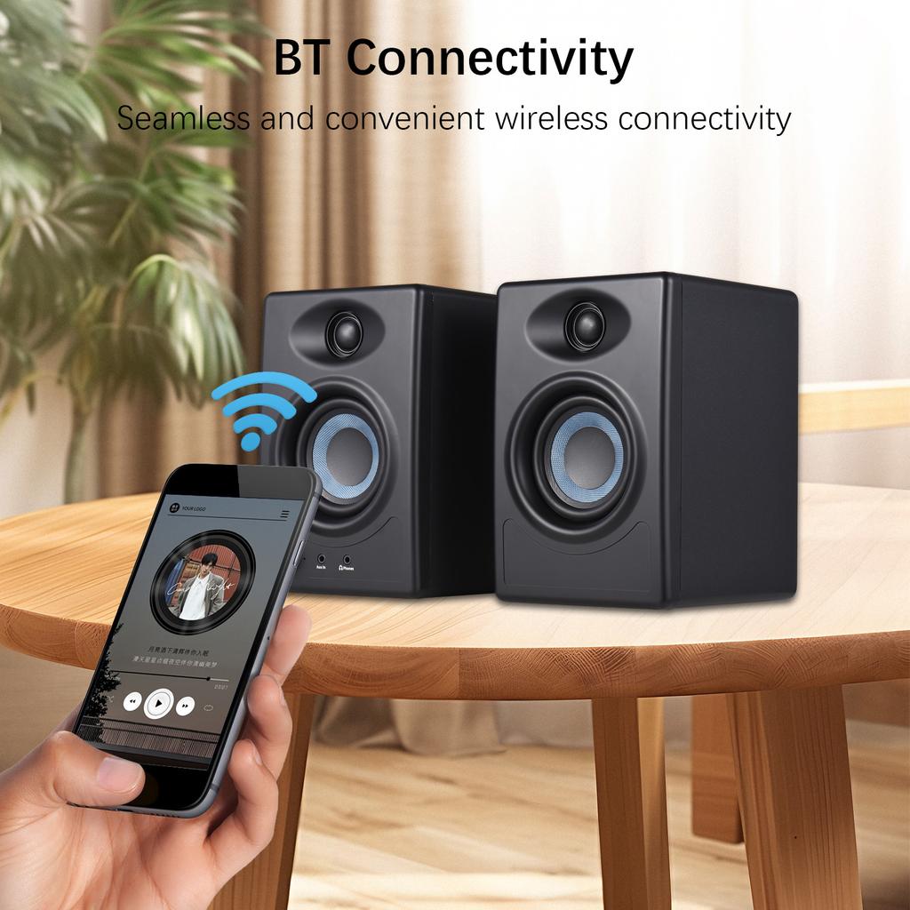 50W Studio Monitor Speakers Desktop Wireless BT Monitoring Speaker Active Near-field Monitor