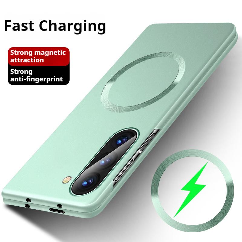 Для Magsafe Металлизированный Матовый Чехол с Магнитным Покрытием для Samsung Z Fold 7 6 5 4 3 ZFlip 7 6 5 4 3 Беспроводная Зарядка Тонкий ПК Чехол