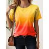 Women's T-Shirts For Women 3d Gradient Print Tees Casual Street Femalewear Summer Oversized T-Shirt Fashion Lady Y2k Clothing