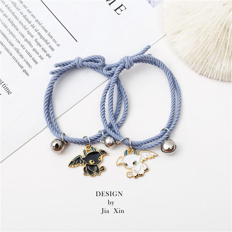 RUI RUI YU 2 шт./компл. Магнитный браслет для пары, очаровательные ювелирные изделия с героями мультфильмов для женщин и мужчин, плетеные веревочные браслеты, лучшие ювелирные изделия для друзей, подарок