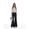 Shiyiyue American-Style Denim Blue Double-Button Loose Jeans for Women, Autumn Drape Narrow-Leg Casual Floor-Length Flared Pants