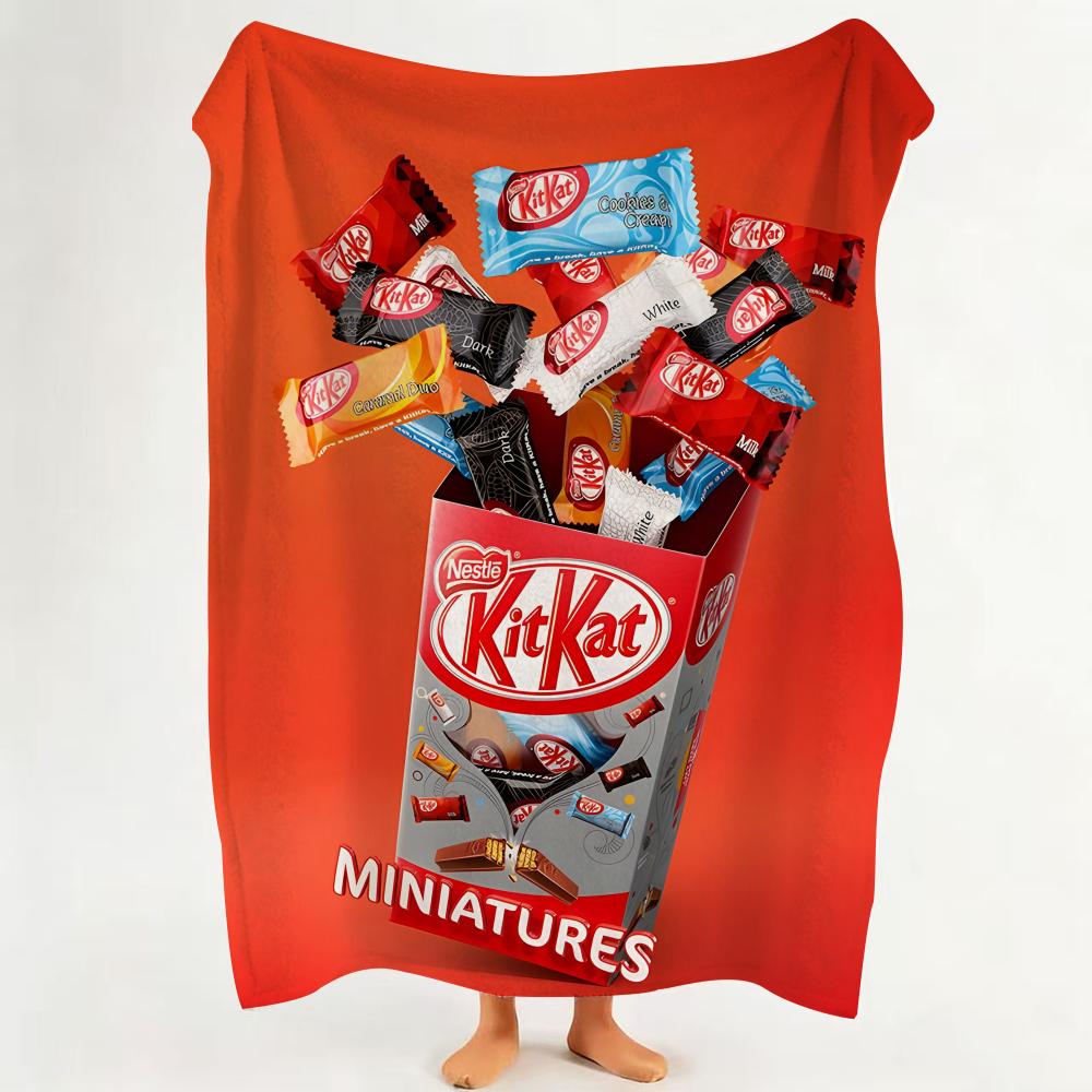 Snack K KitKat Throw Flannel Throw Blanket Suitable for Sofa Living Room Bedroom