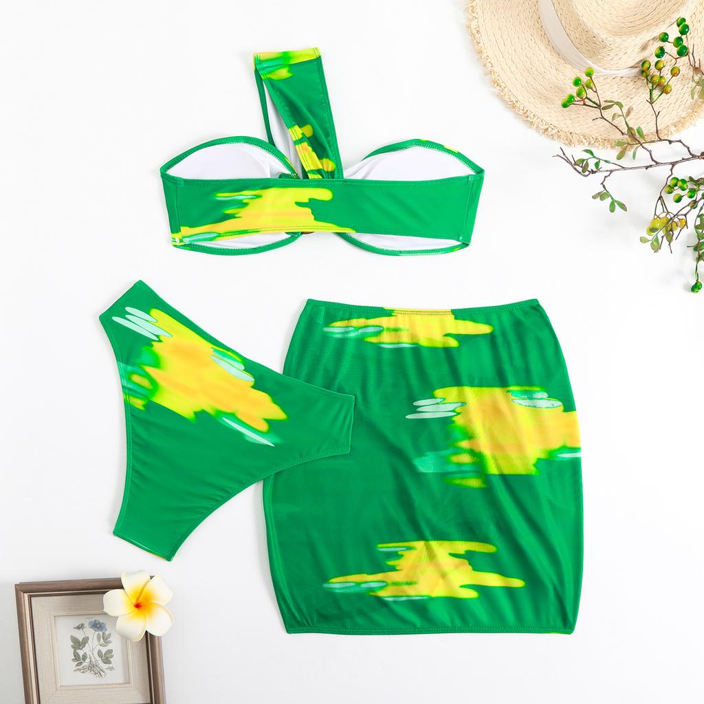 Летние женские купальники, сетчатые купальники с принтом тай-дай, раздельные купальники, бикини, пляжная одежда, купальные костюмы