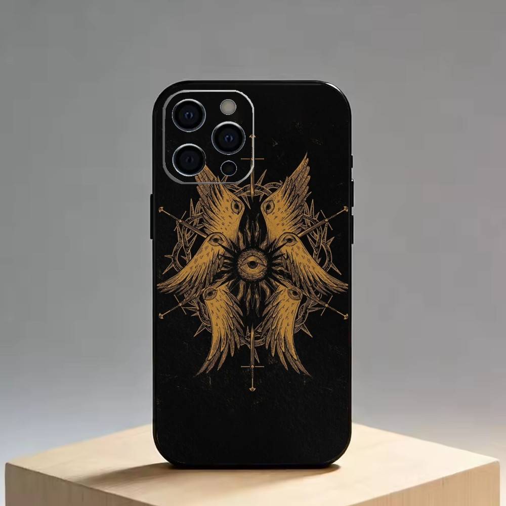 Средневековый Ретро Архангел Люцифер Чехол для Телефона Для iPhone 17, 16, 15, 14, 13, 12, 11 Plus, Pro Max, Другие Мягкий Черный Чехол
