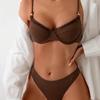 2024 European & American Underwire Solid Color Women's Bikini Swimsuit