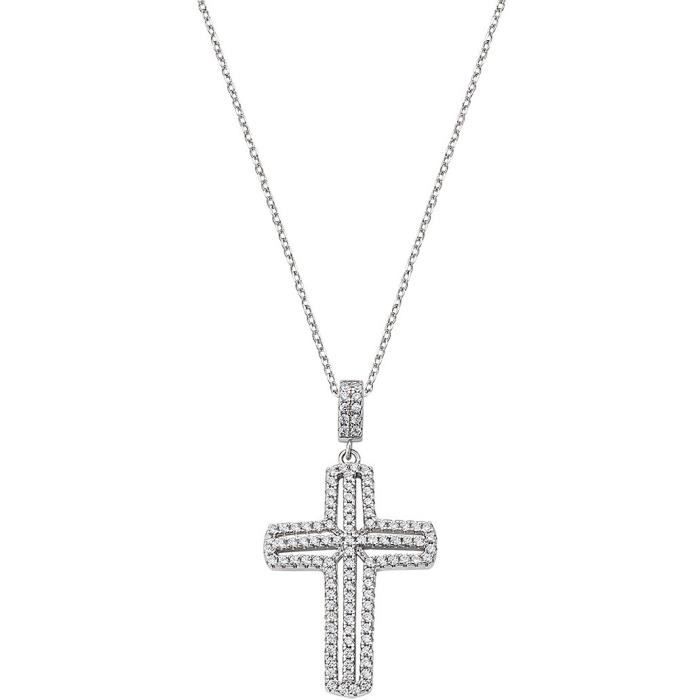 Collier - AMEN - CLCRVBBZ - Argent 925 - Zircons blancs - Longueur réglable 40-45 cm