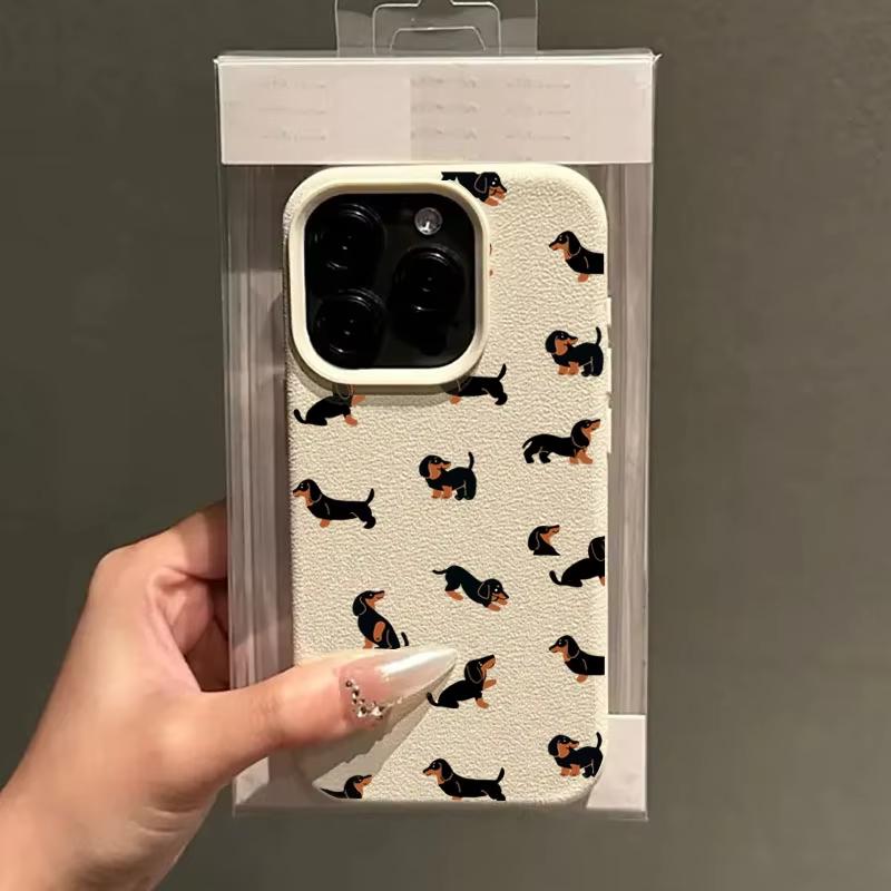 Креативный Минималистичный Чехол из Белого Матового ТПУ с Таксой Для iPhone 17 Air 16 15 14 13 12 11 Pro Max 17Pro X XS XR 16E Защитная Крышка Funda