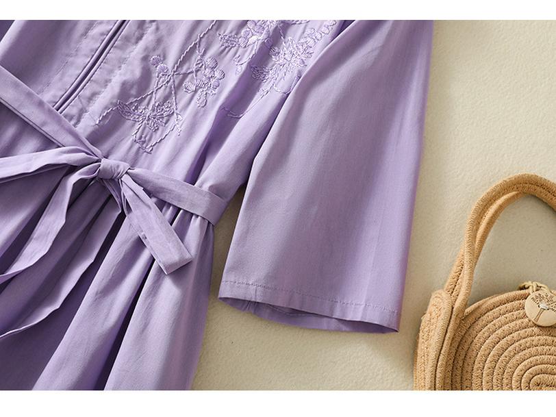 2026 Художественное женское хлопково-льняное вышитое платье для похудения с завязками на талии и широким подолом для летних путешествий