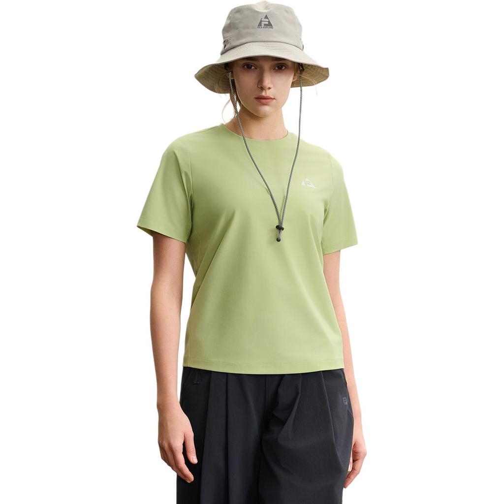 Fila Explorer Outdoor Basic Simple Round Neck Knit Short Sleeve T-Shirt Women T-Shirts Light-Green A11W527102F-LG