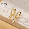 1 Pair Drop Earrings Geometric Cubic Zirconia Polished Metal Lightweight Huggie Earrings Smooth Surface Earrings for Daily Wear Party Dating