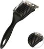 Brosse à gril - Brosse à gril en métal - Acier inoxydable - 2 pièces - Facile à utiliser - Noir