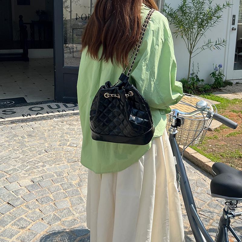 Новая повседневная сумка-ведро с завязками на цепочке и бриллиантами, легкая роскошная сумка-рюкзак в стиле Xiaoxiang, сумка на плечо