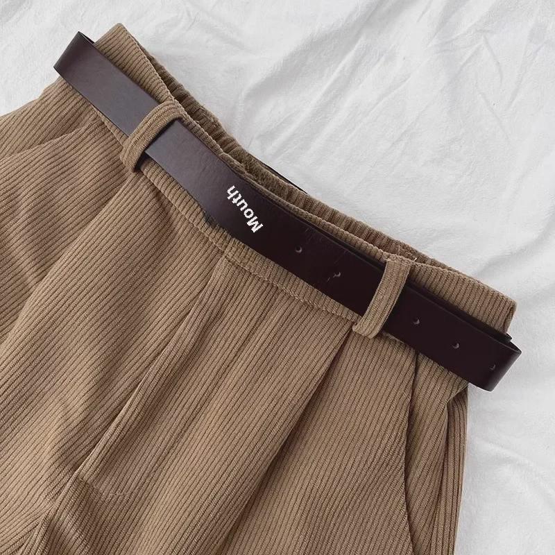 Женские ретро-шорты из вельвета с высокой талией и широкими штанинами - мода осень/зима