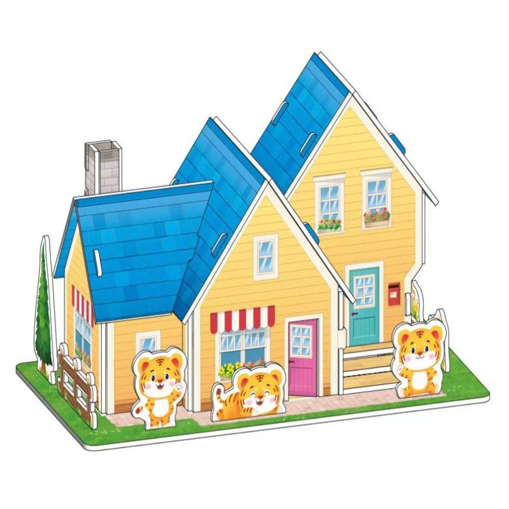 Cardboard 3D Castle Airplane Assembly Model 3d Puzzles Building Block Toy Kindergarten