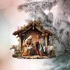 Christmas Pendant Ornament Jesus Family Prayer Scene Pendant Bright Colored Religious Symbol Nativity Pendant for Home Car