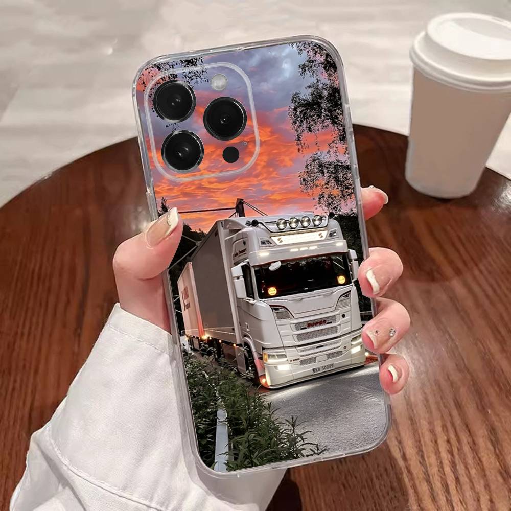 Крутой чехол для телефона с изображением тяжелого грузовика для iPhone 17,16,15,14,13,12,11 Plus,Pro,Max,XR,XS,Plus,E,SE4,Mini Прозрачная крышка