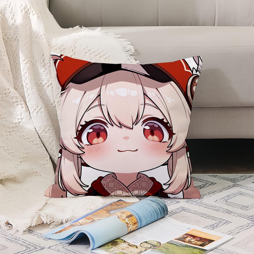 Cartoon cute Genshin Pillow Case Office Cushions Suitable For Sofa Car Bedroom Decorative Cushion Cover