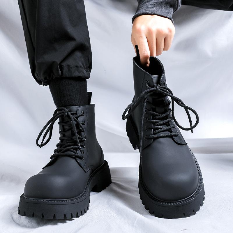 Дерби ботинки Мартин мужские высокие кожаные ботинки локомотив ботинки дышащие увеличивающие рост кожаные ботинки с загнутым носком рабочие ботинки мужские 8267-K