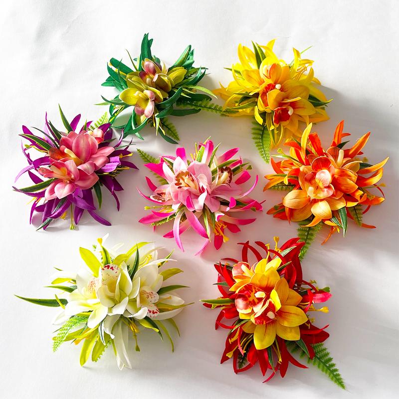 Simulated Orchid Hair Clip Lightweight Bohemian Side Hair Claw for Women Casual Beach Resort Daily Wear Gift