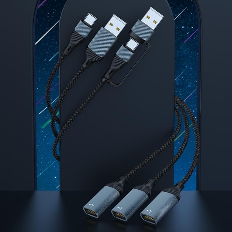 Адаптер USB Type C к USB 2.0 Адаптер Type C Папа к 3 USB 2.0 Мама Кабель-разветвитель Type C OTG Разъем для ноутбука