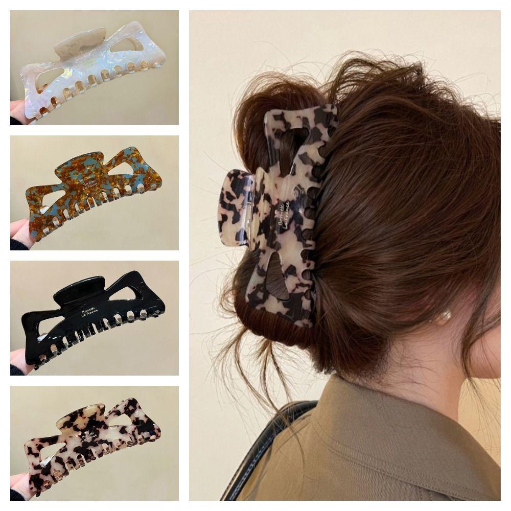 Hollow Bowknot Hair Claw Sweet Large Shark Clip Cute Ponytail Clip  Female